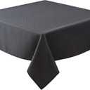 Biscaynebay Textured Fabric Square Tablecloths 70x70 Inches, Black Water Resistant Spill Proof Card Table Cloth Folding Table Cover for Dining, Kitchen, Wedding and Parties, Machine Washable