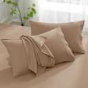 Aormenzy Microfiber Pillow Cases - Standard Size Set of 2-1800 Thread Count Ultra Soft Taupe Pillowcases - Wrinkle Resistant Pillow Covers with Envelope Closure - 20" x 26"