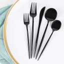 Blue Sky Novelty Black Plastic Soup Spoons, 384 Count Bulk Disposable Cutlery for Weddings, Parties, Catering & Events