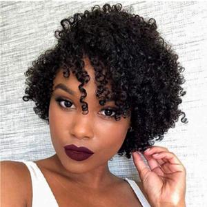 Short Pixie Cut Afro Kinky Curly Brazilian Virgin Human Hair Wigs Short Jerry Curly No Lace Glueless Human Hair Wigs for Black Women