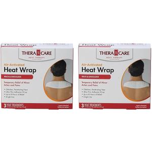 Thera|Care Air-Activated Heat Wrap | Neck, Wrist, Shoulder | 3-Treatments |Deep, Penetrating Pain Relief (Pack of 2) Best By: 27/06/28
