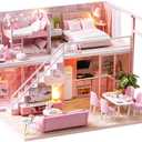 Cuteroom lemogo Wooden Dollhouse - DIY Furniture Assembling House Miniature Crafts Toys - Handmade Minimalist Apartment - for Children and Teens