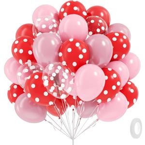 60pcs Strawberry Balloons with Clear Pearl Pink and Red Balloons for Strawberry Themed Baby Shower Birthday Party Decorations