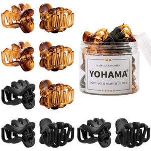 YOHAMA 10 pcs Hair Clips Medium Small 1.57 Inch Octopus Claw Clips 4cm Medium Jaw Clips Durable Strong Grip for Women Girls Thick Hair. (A-Black+Brown)