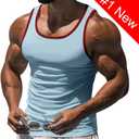 Men's Gym Workout Tank Tops - Soft Lightweight Sleeveless Muscle Shirts for Beach & Athletic Wear (Light Blue-1)