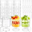 120 Pcs Dessert Cups with Spoons, 60 Pcs 5oz Mini Clear Plastic Dessert Parfait Cups 60 Pcs Spoons, Small Round Goblet Cup Disposable Fruit Ice Cream Cake Pudding Cup Appetizer Bowl for Party