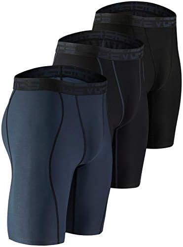 DEVOPS Pack of 3 Compression Shorts Men Spandex Sport Shorts Athletic Workout Running Performance Baselayer Underwear L