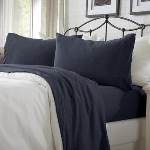 Great Bay Home Cotton Jersey Knit Twin Sheet Set - Ultra-Soft, Stretchy, Heathered Melange Navy Bed Sheets - Cozy, Soft T-Shirt Sheet & Pillowcase Set