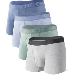 DAVID ARCHY Mens Trunks Underwear 4 Pack Rayon Made from Bamboo, Breathable Pouch Underwear for Men 3.5"