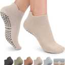 5 Pairs Pilates Grip Socks Yoga Socks with Grips for Women, Non-Slip Athletic Socks for Ballet, Dance, Workout, Hospital