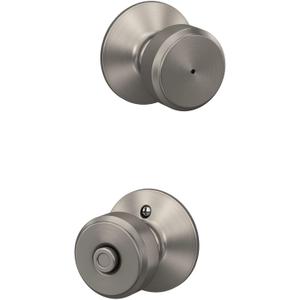 Schlage F40 BWE 619 Bowery Door Knob, Bed & Bath Privacy Lock, Satin Nickel