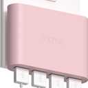 iHome Slim 4-Port USB Wall Charger, AC Pro Multiport Plug Adapter, Phone Charging Block with 4 Ports, Flat USB Wall Adapter for Home & Travel (Pastel Pink)