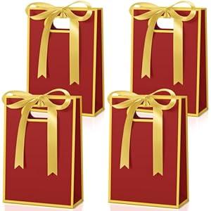 Kolldenn 30 Pcs Thank You Gift Bags with Handles 10.2 x 7.1 x 3.2 Inch Elegant Party Favor Bags with Ribbon Bow for Wedding Bridal Birthday Bridesmaid Holiday Party Supplies(Burgundy)