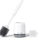 Lefree Silicone Toilet Brush and Holder,Bathroom Cleaner Brush Set,Non-Slip Handle Toilet Bowl Brush with TPR Soft Bristle,Wall Mounted/Floor Standing (Pack of 1, Gray)