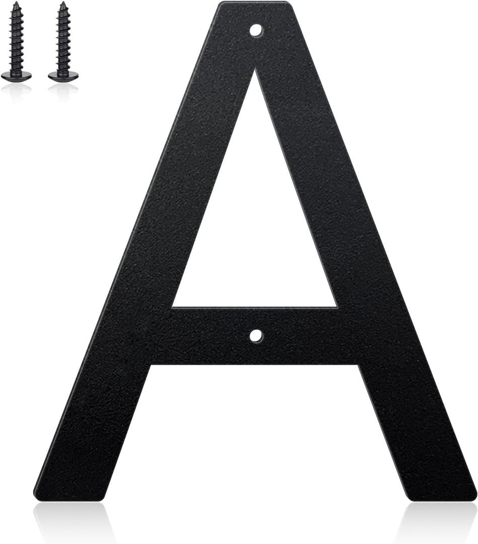 6 Inch House Numbers and Metal Letters for Outdoor Signs, House Numbers for Outside, Aluminum Address Letters and Numbers for Door, Mailbox, Garden, Perfect for Home or Office (Letter A)