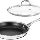 DELUXE Hybrid Ceramic Nonstick 12-Inch Fry Pan with Tempered Glass Lid, Skillet with Stay-Cool Handles, Dishwasher&Oven Safe, PFOA Free Compatible with All Cooktops