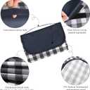 Picnic Blanket Waterproof Beach Rug 80''x118'' Picnic Mat Washable Lightweight with Handle Navy Blue Checkered for Hiking Travelling Outdoor Camping,Parks, 6'7" x 9'10"