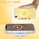 for iPhone 17e/16e Case, Compatible with MagSafe, Clear Bling Sparkly Shockproof Slim Anti-Slip Military Drop Protection Hard Phone Case, Glitter Gold