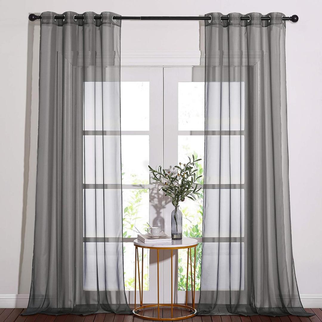 NICETOWN Voile Sheer Curtains for Bedroom - Grommet Light Filtering Elegant Panels Lightweight & Breathable Window Treatments for Living Room, W54 x L90, 1 Pair