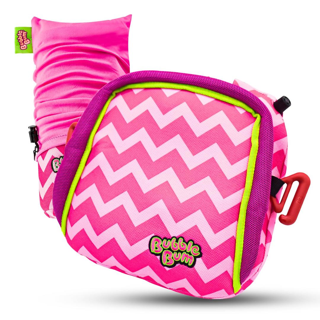 Bubblebum Booster Car Seat, Inflatable Booster Seat for Kids, Travel Carseat, Backless Portable Child Safety Seats for Car, Inflatable Seats for Cars 40-100 lbs, for 4 Year Old + Toddler, Kid - Pink