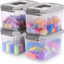 Citylife 4 Packs 6 QT Plastic Storage Bins with Latching Lids Stackable Storage Containers for Organizing Clear Storage Box for Garage, Closet, Kitchen