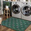 Tangsoo 2x3 Small Washable Entry Rug,Non Slip Green Floral Throw Area Rugs for Entryway,Front Door Mats Indoor Entrance Carpet for Kitchen Office Laundry, Soft Kids & Pets Friendly