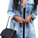 SOMTHRON Women's Distressed Denim Jeans Outfits Coat Spring Fall Ripped Jeans Outerwear Denim Jacket (Medium, A-light Blue)