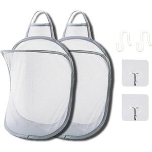 Mesh Collapsible Small Wall Laundry Baskets Hanging Laundry Hamper for Hotel, University Dormitory Use by HHSSALIN (2, CLASSIC)