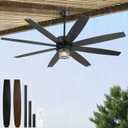 Fanbulous 72" Outdoor Ceiling Fans with Lights and Remote Control,IP65 Wet Rated Waterproof Ceiling Fan with 6-Speed DC Motor, Farmhouse Gazebo Fan for Porch Patios PavilionBlack