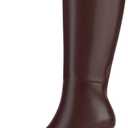 SOVANYOU Kitten Heel Knee High Boots for Women Pointed Toe Tall Boots Wide Calf Boots with Pull-on Style