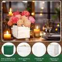Dandat 18 Sets 4 Inch Wooden Cube Planter Boxes for Centerpiece Flower White Wood Rustic Square Vase with Removable Plastic Liner Floral Foam Block for Garden Wedding Home Arrangement Decor, 4.02 x 4.02 x 3.54 Inch