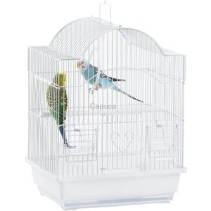 Small Bird Travel Cage-Lightweight Small Birds Starter Kit with Birdcages and Accessories Great for Parakeets Lovebirds Parrotlets Finches Canaries Removable Plastic Tray Include (White, 11.8"L x 9"W x 15.3"H)