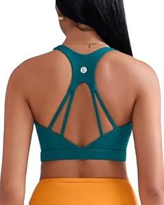RUNNING GIRL Sports Bras for Women, Medium Impact Sports Bra with Molded Cup Yoga Pilates Workout Bra(WX3108_Teal_S)