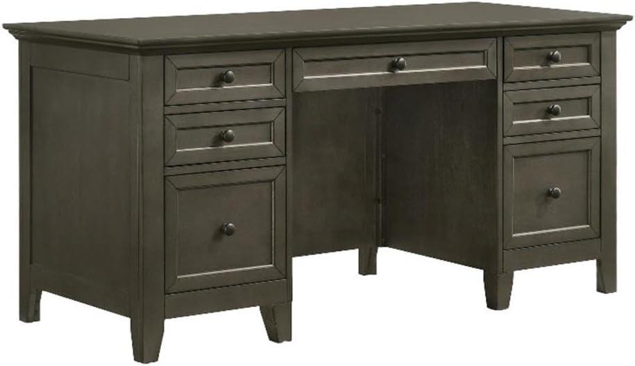 Intercon San Mateo Home Office 62" Wide Executive Desk with 7 Drawers, Gray Furniture