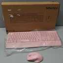 MEETION Wireless Keyboard and Mouse, Full-Sized Cordless Keyboard with Wrist Rest, 3 DPI Adjustable Mouse, Keyboard and Mouse Set with 2.4GHz USB Receiver, for PC/Computer/Laptop/Windows/Mac, Pink