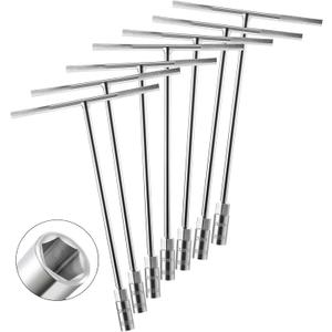 7Pcs T-Handle Wrenches Metric Socket Set, 6mm, 8mm, 10mm, 11mm, 12mm, 13mm, 14mm, Cr-V, Chrome Vanadium Steel T Handle Wrench Hex Socket for Motorcycle Bicycle Car Dirtbike Repair (7 Pack)