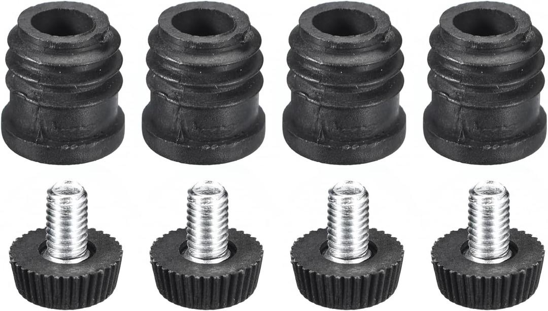 uxcell 4Pcs Inserts for Round Tubes with Leveling Feet, for 16mm/0.63" OD Round Tube, M6-1.0mm Thread Black Plastic Furniture Chair Blanking End Caps Insert Plugs