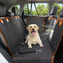 Dog Car Seat Cover, 600D Heavy Durable Dog Seat Cover for Back Seat, 100% Waterproof Scratch Proof Nonslip Dog Hammock for Car with Side Flap, Pet Seat Covers with SeatBelt for Cars Sedan SUV Trucks, Orange Black