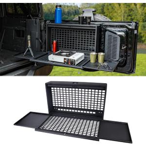 MAIKER Lockable Tailgate Table Compatible with Ford Bronco 20212025 4 Doors Foldable MOLLE Storage Box, Camping Desk & Rear Cargo Shelf (Not for Bronco Sport)