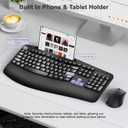 Wireless Keyboard and Mouse Combo, 2.4G Full Size Wave Keys Ergonomic Keyboard with Wrist Rest, Phone Holder, 3-Level DPI Wireless Silent Mouse with 6-Buttons, for Windows, Mac OS (Purple Black)