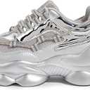 LUCKY STEP Women's 90s Chunky Sneakers Sparkly Bling Rhinestone Rope Platform Casual Thick Dad Rave Walking Shoes, 7