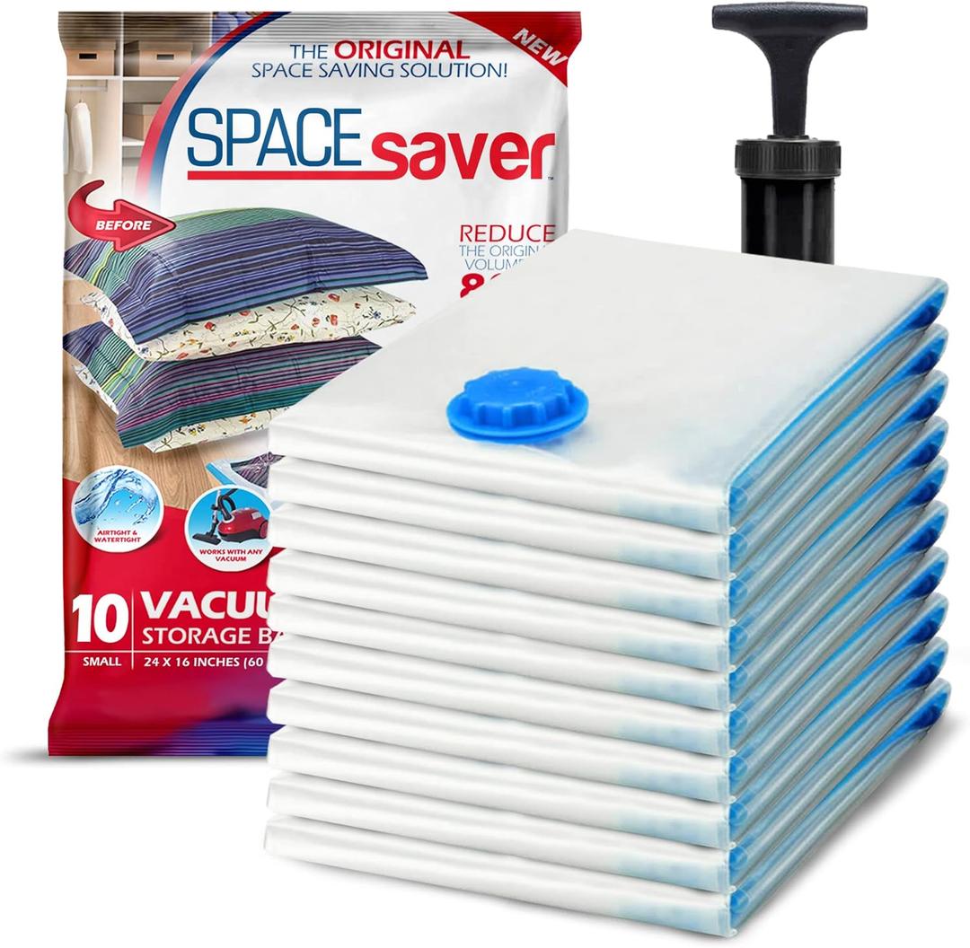10 Pack Small Vacuum Storage Bags for Comforters, Blankets & Clothes  Vacuum Sealed Compression Bags with Hand Pump  Space Saver Storage Bags for Bedding, Moving, Travel & Organization