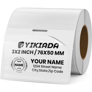 YIKIADA Clear Thermal Labels Vinyl 2  3 Inch Self-Adhesive Rectangle Stickers Roll Waterproof Printer Direct Decals Package Seal for QR Code Envelope Office Retail Home 300 PCS