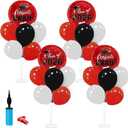 Graduation Decorations - 4 Set Balloon Stands, Class of 2026 Congrats Grad Table Centerpieces for Graduation Party Supplies(Red & Black)