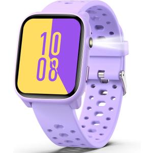 Smart Watch for Kids, 1.83" Fitness Tracker Watch Pedometer, Heart Rate, Sleep Monitor, IP68 Waterproof, Pedometer, Puzzle Games with/Without APP for Girls Boys Teens 6-16 (Purple)