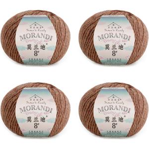 2 x Susans Family Molandi #8 100% Merino Wool Yarn, 3-Ply Luxurious and Soft Yarn for Hand Knitting & Crocheting, 7.05 oz, 328 Yards, Ideal for Scarves, Hats & Blankets (30#Copper Brown)