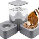 Pet Automatic Gravity Feeder and Water Dispenser, 2.8L Water Dispenser with Stainless Steel Food Bowl, 2-in-1 Pet Feeder for Cats, Dogs, Rabbits