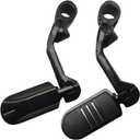 Highway Pegs for Harley Davidson, Universal Motorcycle Footrest, 1.25" Engine Guard Mount,Long Black Aluminum, Anti-Slip Design