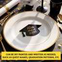 Crtiin 30 Pack 2026 Graduation Place Cards, Mirror Acrylic Graduation Cap Table Cards with Gold Metallic Marker Pen, Reusable Black Name Tags for Grad Party Table Settings