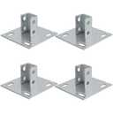 4Pcs Post Bases Strut Post Base Single Channel - Heavy Duty Galvanized Zinc Plated Square for Single Channel Fence Post Base - Side Orientation - 6-inch x 6-inch Base (4), Silvery